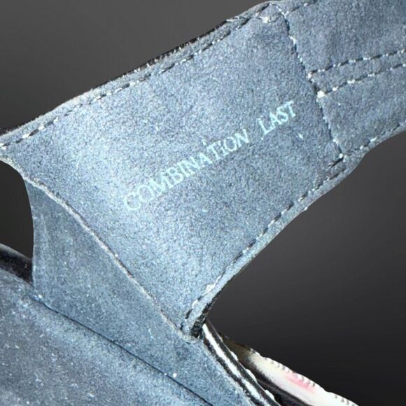 Aravon Women's Rita Black Leather Ankle Straps Heeled Platform Sandals Size 12 - Picture 3 of 8